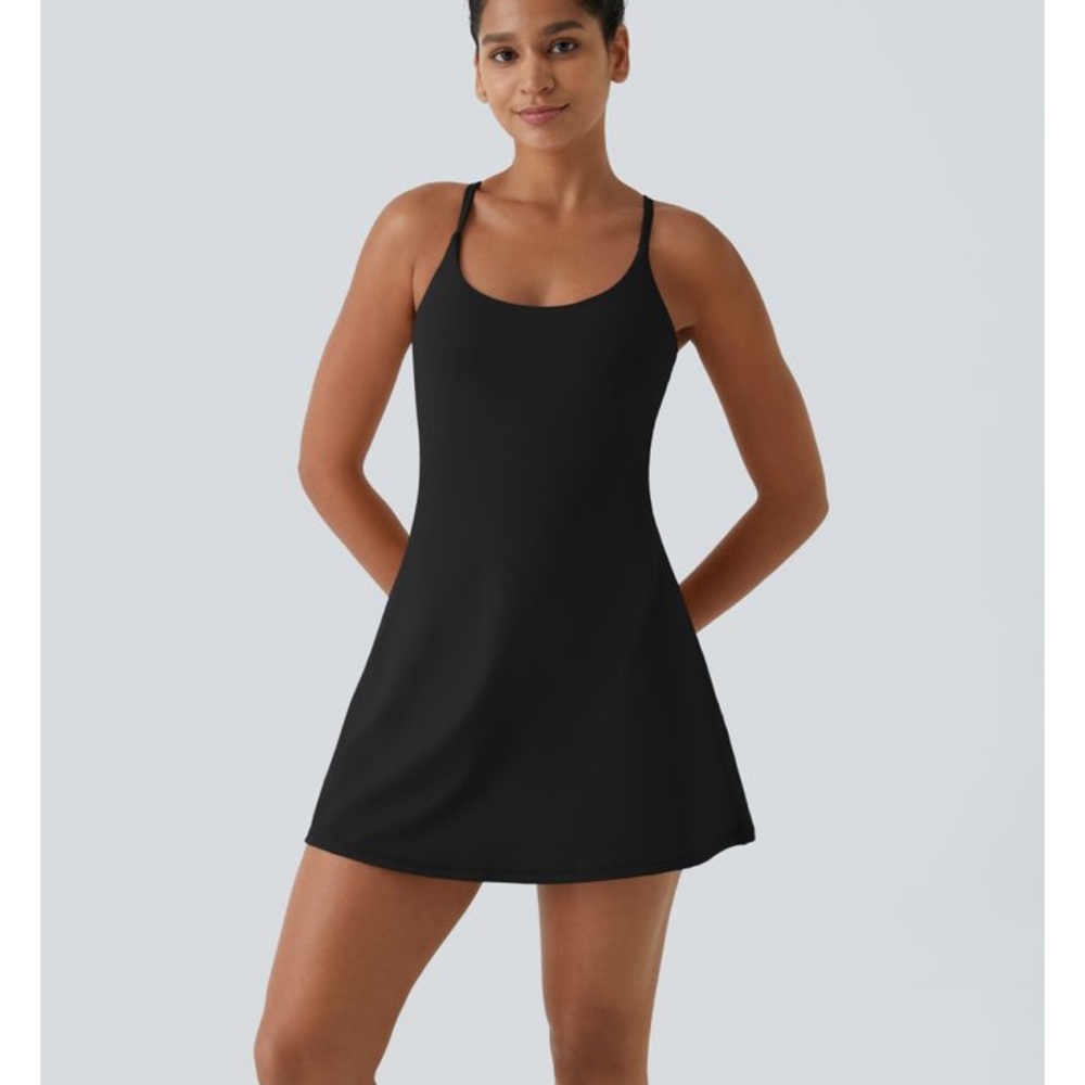 Halara Everyday Cloudful 2-in-1 Flare Activity Dress | Black | Medium
